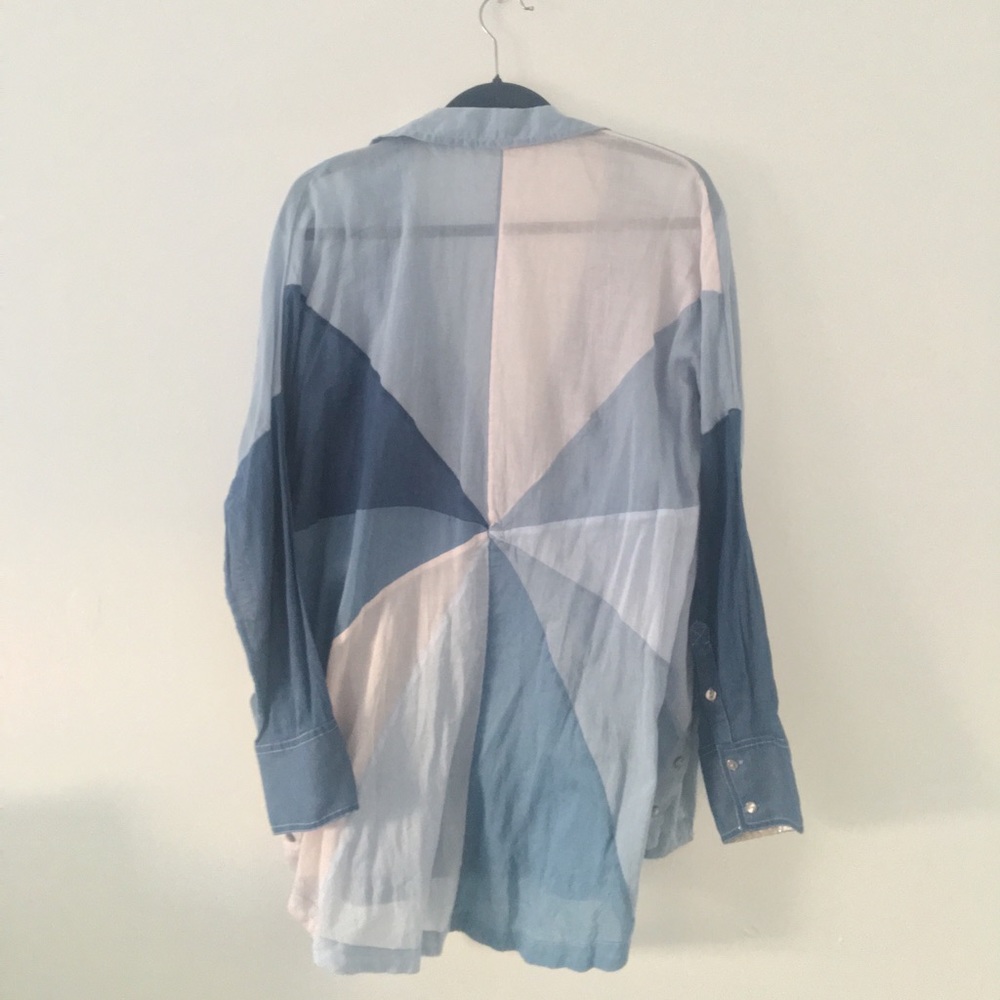“Free people” color block button up blouse